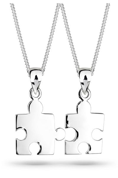 ELLI Halskette Damen Puzzle Anhänger Set Partnerbindung in 925 Sterling Silber