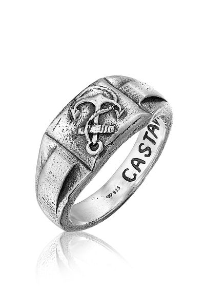 HAZE & GLORY Ring Hg - Ring Herren in 925 Sterling Silber, Schmuck Herren, Silberring oxidiert, Sig