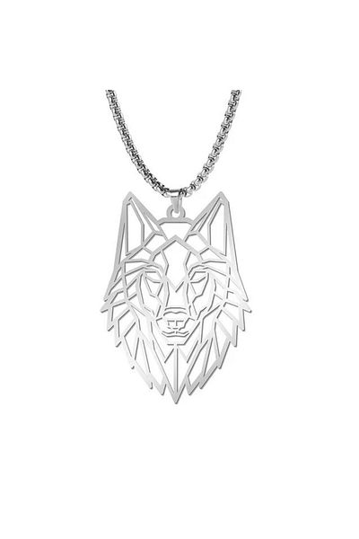 REDz Accessories Wolf Head Chain, Urban, Men, Stainless-steel, 60cm, Silver