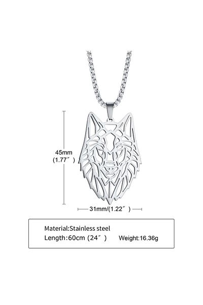 REDz Accessories Wolf Head Chain, Urban, Men, Stainless-steel, 60cm, Silver