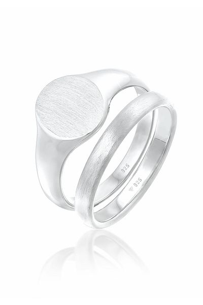 KUZZOI Ring Herren Siegelring Band Set Basic Minimal Trend In 925 Sterling Silber