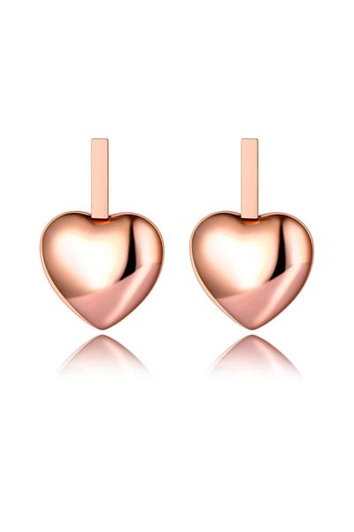 REDz Accessories Embossed Heart Earrings, Stainless-Steel, Gold