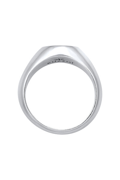 KUZZOI Ring Herren Siegelring mit lächelndem Gesicht und Emaille schwarz in 925 Sterling Silber