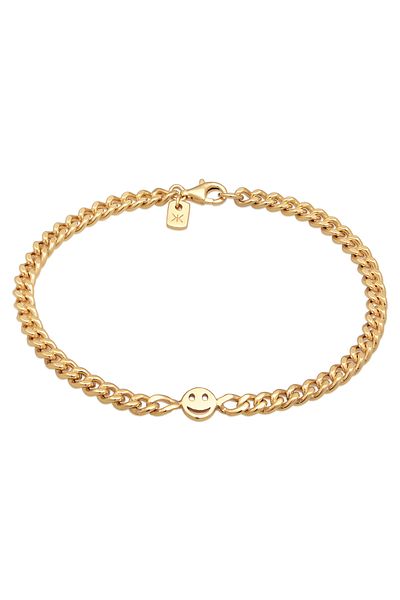 KUZZOI Armband Herren mit lächelndem Gesicht Basic 925 Sterling Silber