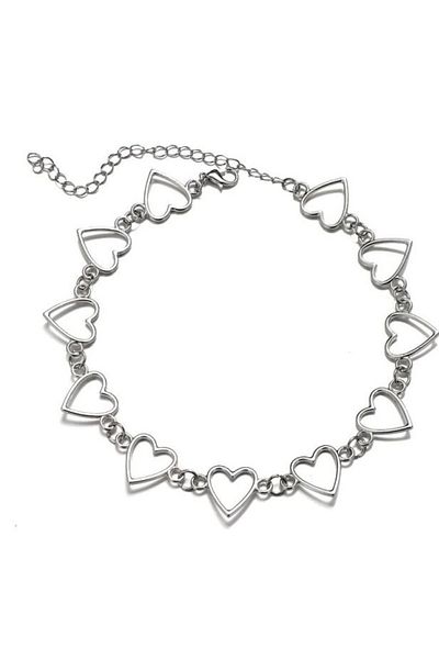 REDz Accessories Coliere cu inimă, inimă coreeană, femei, oțel inoxidabil, argint