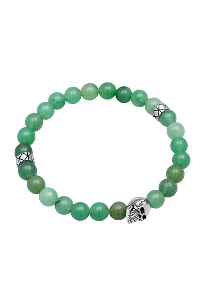 KUZZOI Armband Herren Totenkopf Symbol Beads Vintage mit Aventurin in 925 Sterling Silber