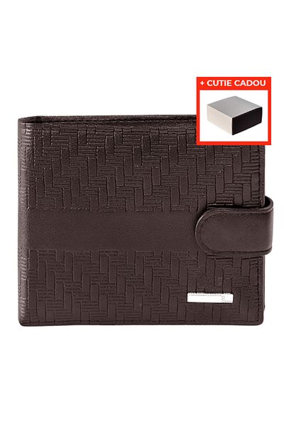 REDz Accessories Men's Wallet, 3D Stripes, Leather Look, Classic Clasp, Brown