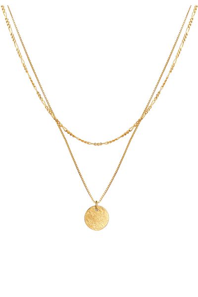 ELLI Halskette Damen Layer Plate Anhänger Boho aus 925 Sterling Silber