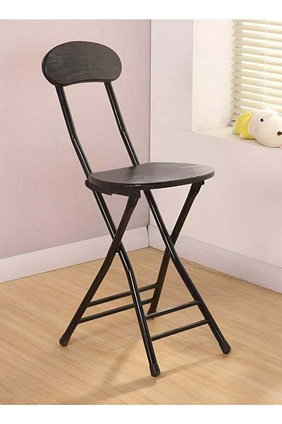 Taimi Folding Chair with Metal Frame Chair, Portable Chair For Indoor and Outdoor Use - Black