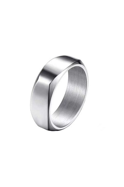 REDz Accessories Inel asimetric mat, pentru bărbați, design vestimentar, argintiu - mărimea 8 (62 mm)