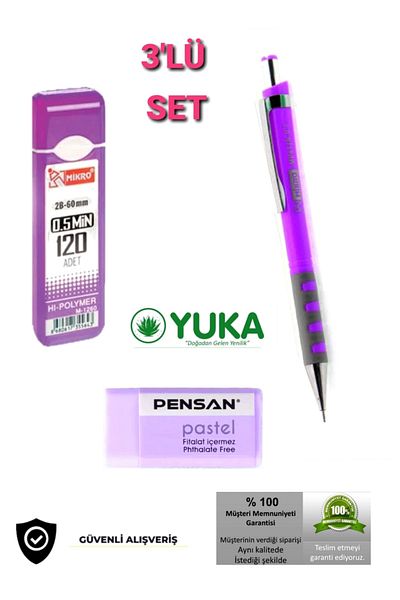Yuka Versatil Pen Set 0.7 mm Purple Tip Pen + Eraser + 120 Pcs Tip