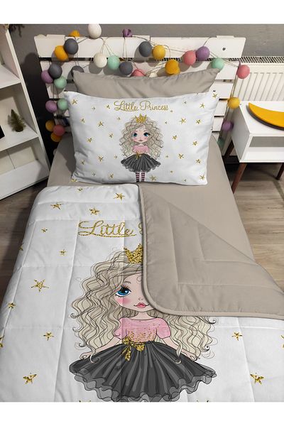 yok yok evim eve dair her şey Quilting Silicone Fiber Filled Little Pi̇rencess 4 Pcs Single Bed Cover Fitted Sheet Set