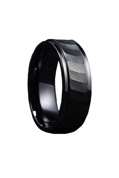 REDz Accessories Inel texturat mat, pentru bărbați, design vestimentar, negru - mărimea 10 (67,2 mm)