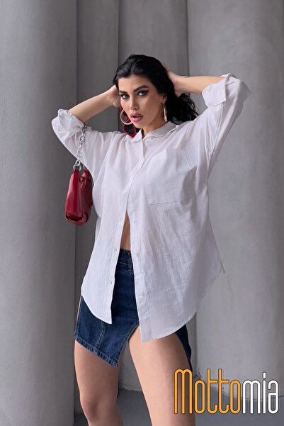 mottomia Γυναικείο λινό πουκάμισο Oversize Flared – Καλοκαιρινό, μονή τσέπη, άνετο και κομψό σχέδιο