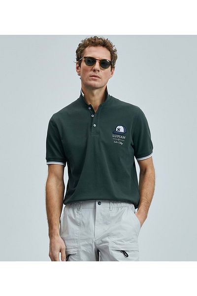 Lufian 111040223 Sandor Smart Polo Neck T-Shirt Men's T-Shirt Khaki