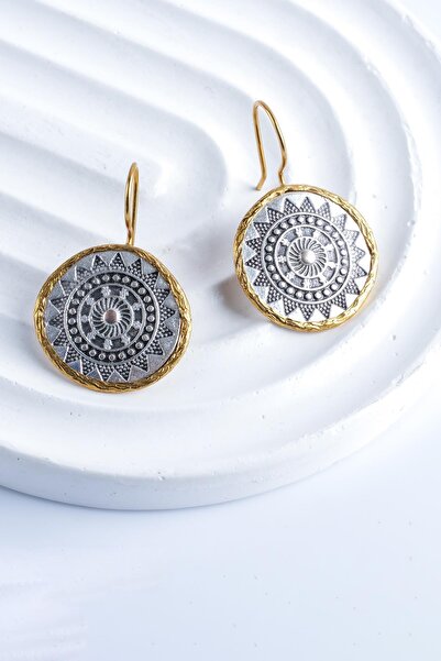 Beyisa Antik Serisi Mezopotamya Yöresel Motifli Otantik Gümüş Kadın Küpe