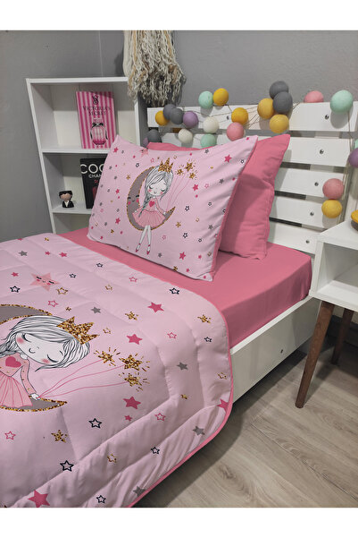 yok yok evim eve dair her şey Kapitone Pembe Ay Ve Kız 4parça(%100PAMUK 100X200 LASTİKLİ ÇARŞAFLI)tek Kişilik Yatak Örtüsü Takımı