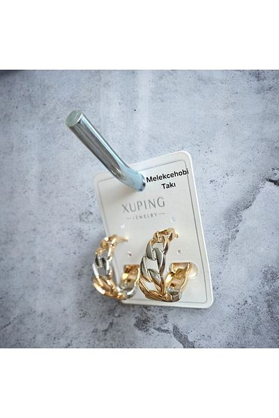 XUPING JEWELRY Melekcehobi Jewelry Xuping Brand Rose and Silver Two Color Eyes Chain Hoop Earrings