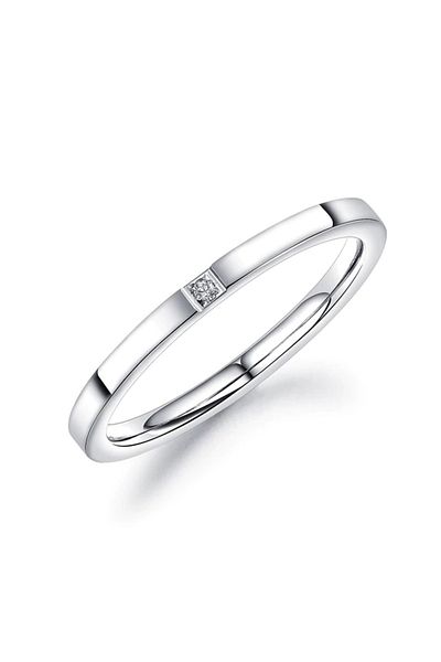 REDz Accessories Inel simplu, piatră de zirconiu, argint - mărimea 9 (64,6 mm)