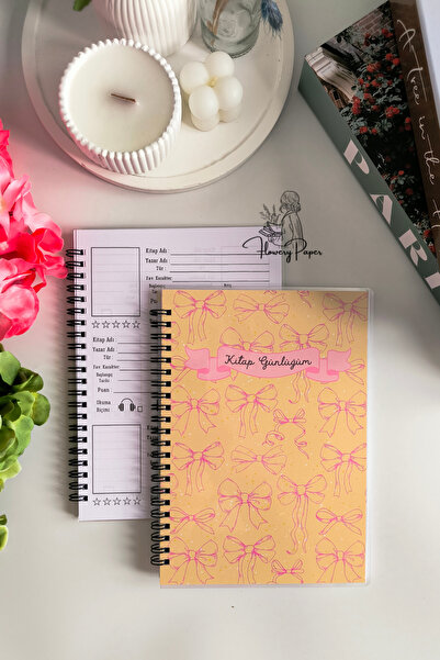 Flowery Paper Turuncu Kurdele Kitap Günlüğüm , 50yaprak /100 sayfa ,a5, Okuma...