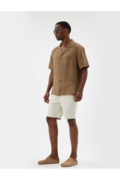 Koton New Season Linen Blended Shorts Short Chino with Pocket Detail