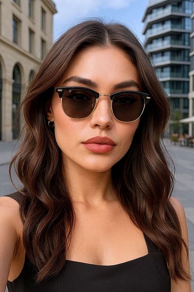 REN EYEWEAR Unisex Half Rim Sunglasses - Uv400 Protection, Metal Detail, Classic Model Club
