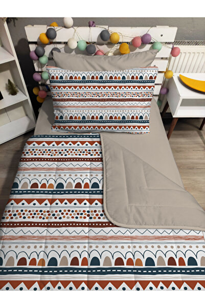 yok yok evim eve dair her şey Kapitone Etnik Desen 4parça(%100PAMUK 100X200 LASTİKLİ ÇARŞAFLI) Tek Kişilik Yatak Örtüsü Takımı