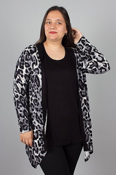 Truva XXL Large Size Sleeveless Blouse and Jacket Two Piece Set