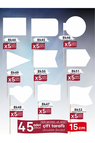 Home 9 Different Flag Models for You to Write On, X5 Pieces of Each Model, Total 45 Pieces, 15cm