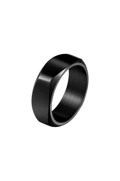 REDz Accessories Inel asimetric mat, pentru bărbați, design vestimentar, negru - mărimea 11 (69,7 mm)