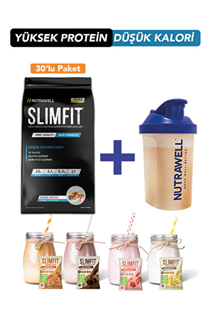 Slimfit Karışık 30 Şase Ve Shaker Öğün Tozu - Yüksek Protein Ve Lif