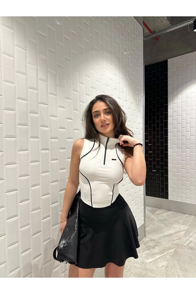 KarşıVitrin Black Scuba Shorts Skirt