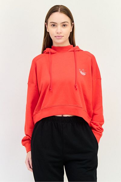 adidas Women Sportswear Fit Long Sleeves Outdoor Hooded Sweatshirt, Red