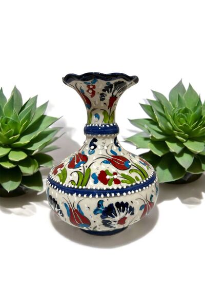 NADİR El Yapımı Çini Geniş Vazo - 20Cm