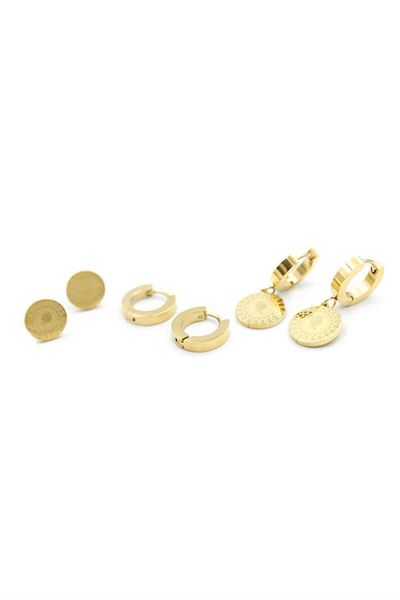 MR RZN STORE Multiple steel earrings - gold