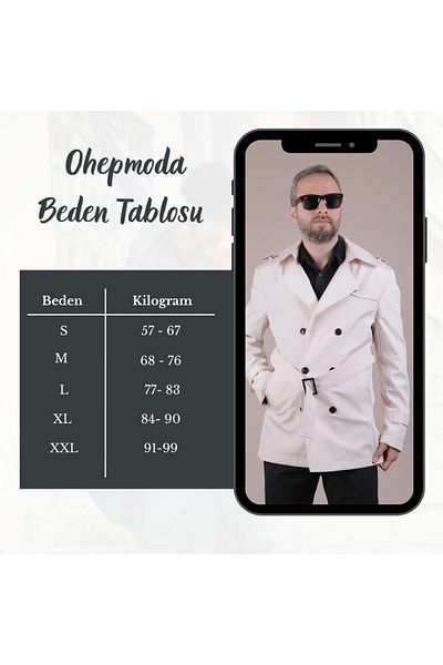 OHEPMODA Ανδρική καμπαρντίνα Slim Fit με ζώνη