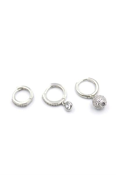 MR RZN STORE 3 Ball Earrings - Silver
