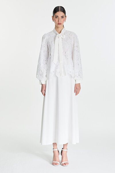 Zühre Fiyonk Detaylı Dantelli Ekru Ikili Takım Tk-1452