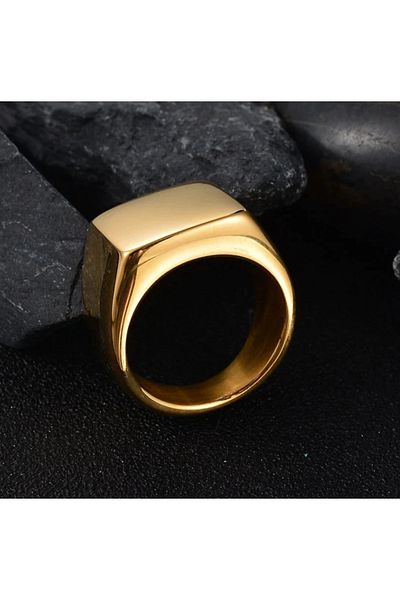 REDz Accessories Ghiul Ring, Men, Minimalist Design, Gold - Size 11 (69.7MM)