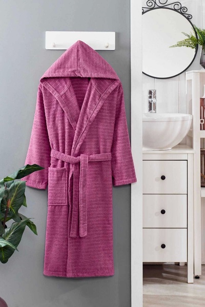 Mira Home Hooded Unisex Bath Robe 100% Soft Cotton Plum