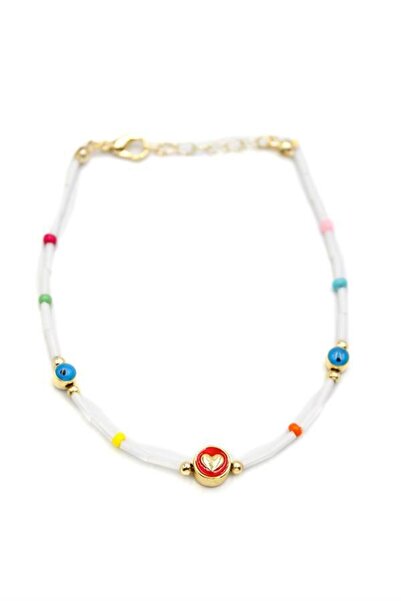 NOVAHAVEN خلخال القلب المطرز - أحمر