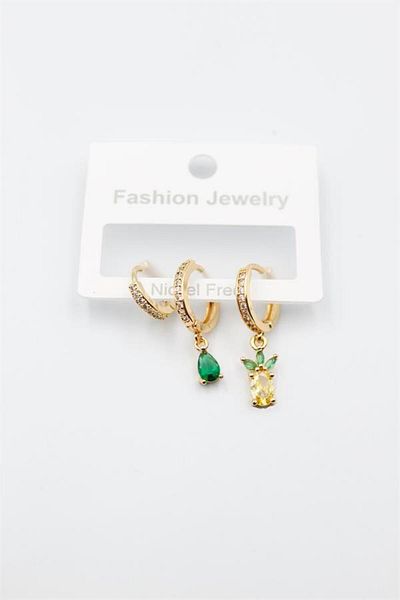 Royaleks 3-Piece Pineapple Earrings - Gold