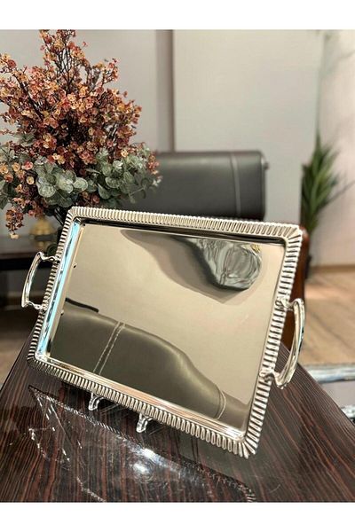 aljahwari Large single serving tray, stainless steel