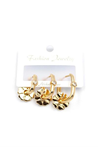 Royaleks 3-Piece Flower Earrings - Gold