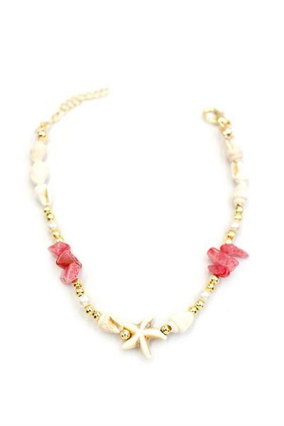 MR RZN STORE Sea shell anklet - dark pink