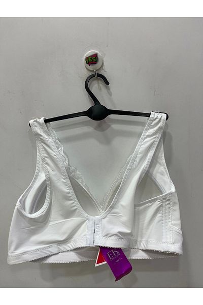 F.K Lace Detailed Wire-Free Gathering C Cup White Bra - 780
