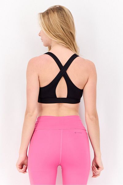 adidas Women Padded Brand Logo Training Sport Bra, Black