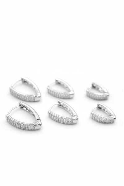 MR RZN STORE 6 Stone Oval Earrings - Silver