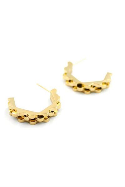 MR RZN STORE Serrated Pentagon Steel Earrings - Gold