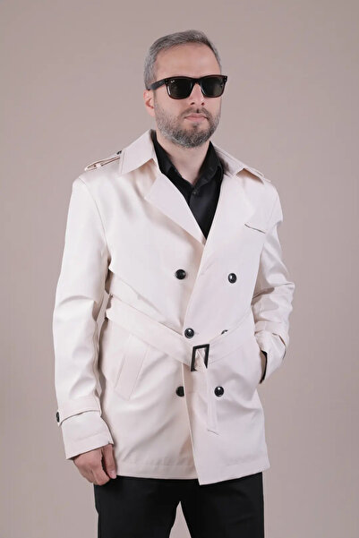 OHEPMODA Slim Fit Kemerli Erkek Trençkot